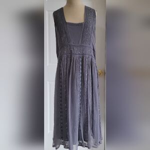 SUNDANCE embroidered,  soft gray/blue dress. Size: 12